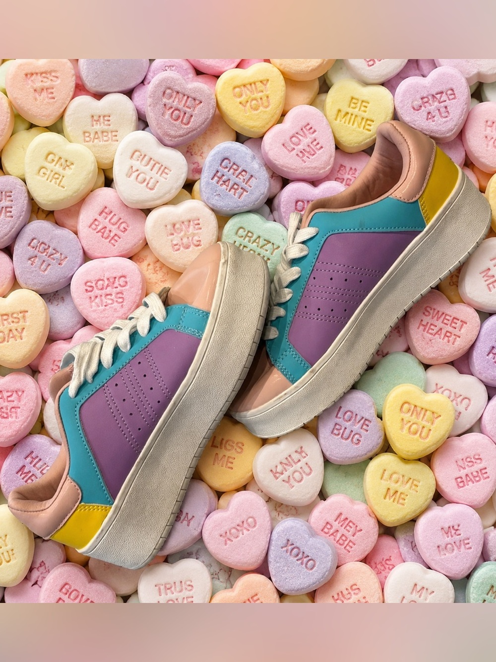 UNUSED FILM SHOOT SPARES - J Adams pastel design thick soled sneakers - perfect